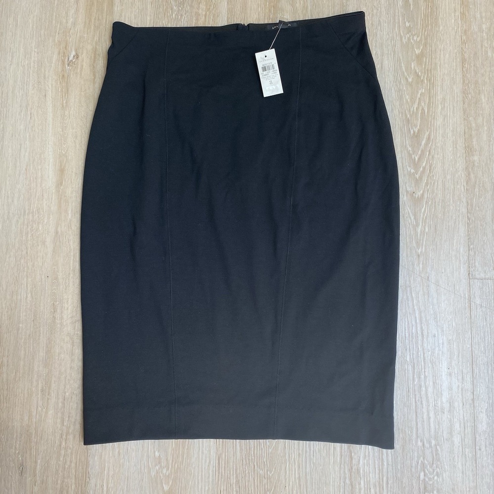 NWT Ann Taylor Womens Black Ponte Knit Pencil Skirt Size 8 Work Business Stretch